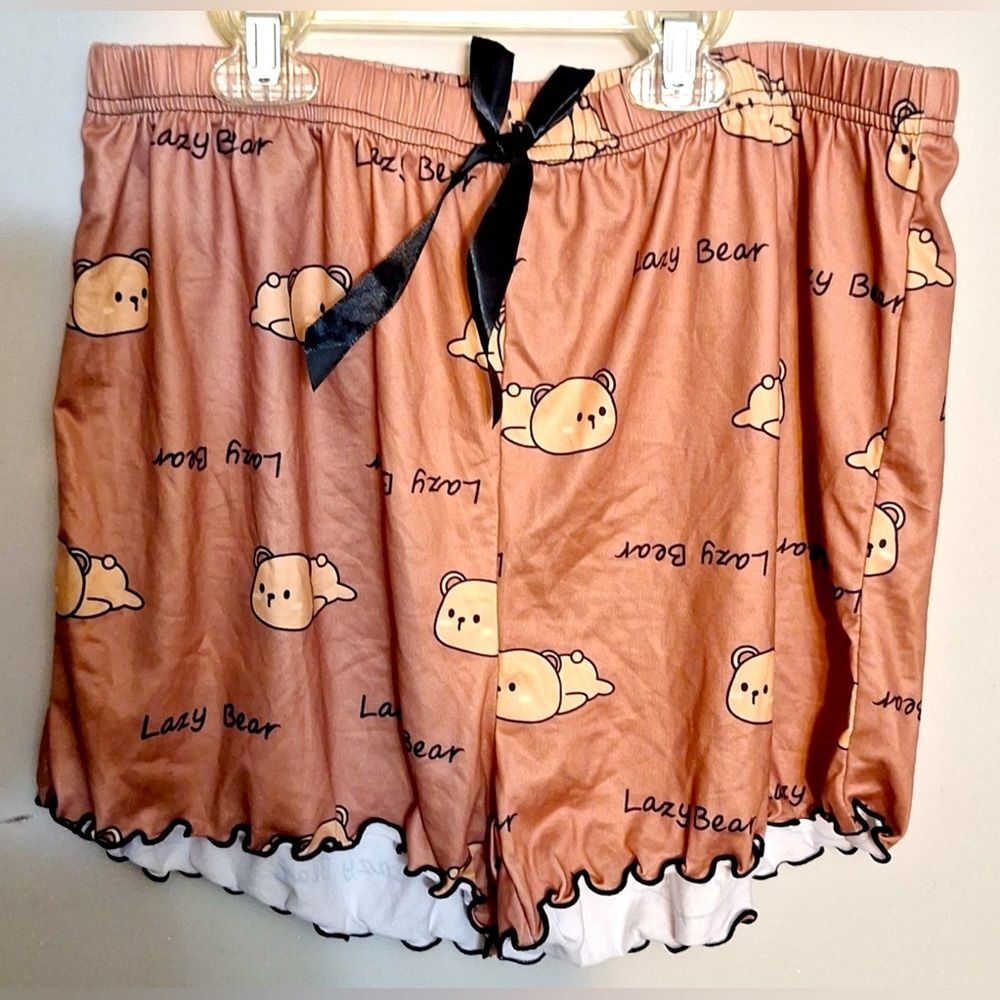 Womens lazy bear sleep shorts large NIP